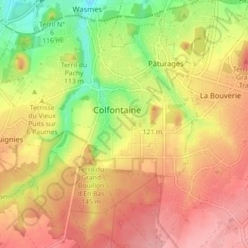 Mapa topográfico Cul-du-Qu'vau, altitud, relieve