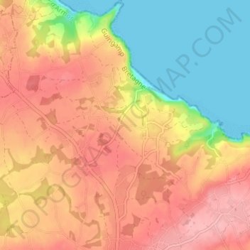 Mapa topográfico Kerlevenez, altitud, relieve