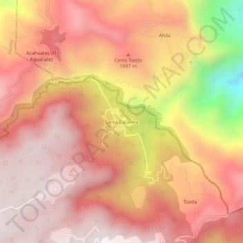 Mapa topográfico Santa Catarina, altitud, relieve