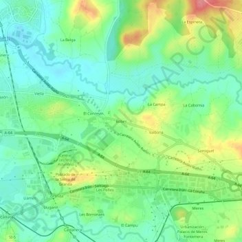 Mapa topográfico Bobes, altitud, relieve