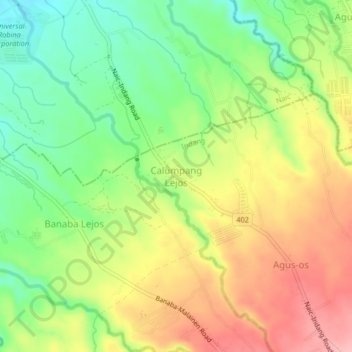 Mapa topográfico Calumpang Lejos, altitud, relieve