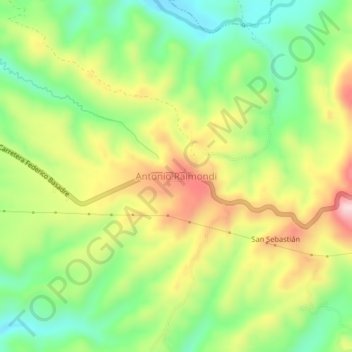 Mapa topográfico Antonio Raimondi, altitud, relieve