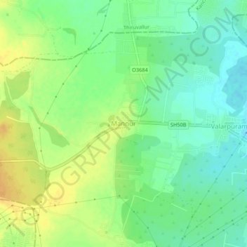 Mapa topográfico Mannur, altitud, relieve