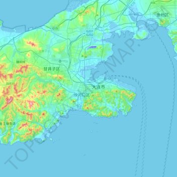 Mapa topográfico Xigang, altitud, relieve