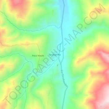 Mapa topográfico Tacobamba, altitud, relieve