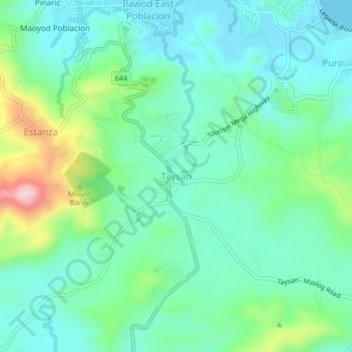 Mapa topográfico Taysan, altitud, relieve