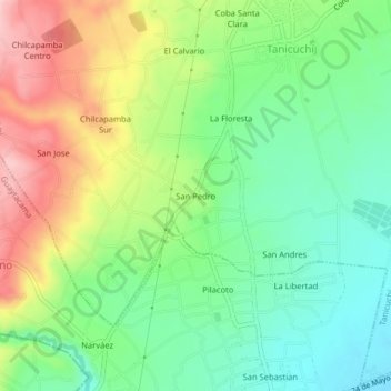 Mapa topográfico San Pedro, altitud, relieve
