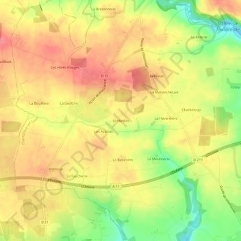 Mapa topográfico Le Hardas, altitud, relieve