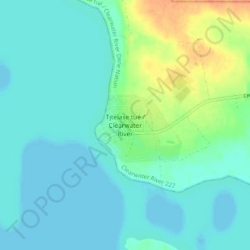 Mapa topográfico Clearwater River, altitud, relieve