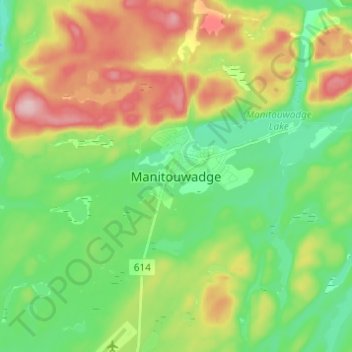 Mapa topográfico Manitouwadge, altitud, relieve