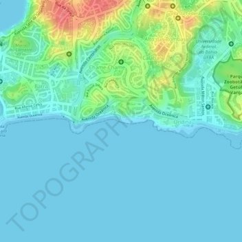 Mapa topográfico Suspiro da Jubarte, altitud, relieve