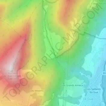 Mapa topográfico L'Échaillon, altitud, relieve