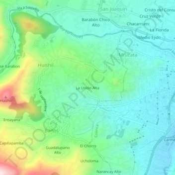Mapa topográfico La Unión Alta, altitud, relieve