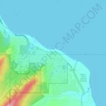Mapa topográfico Tahoma, altitud, relieve