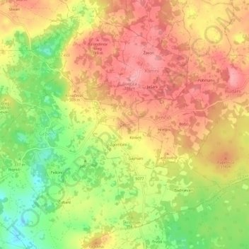 Mapa topográfico Cere, altitud, relieve