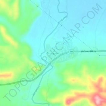 Mapa topográfico Mingueo, altitud, relieve