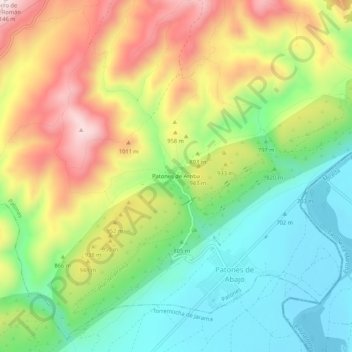 Mapa topográfico Patones de Arriba, altitud, relieve