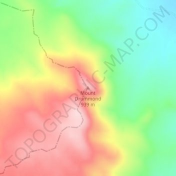 Mapa topográfico Mount Drummond, altitud, relieve