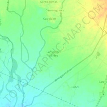Mapa topográfico San Rafael Centro, altitud, relieve