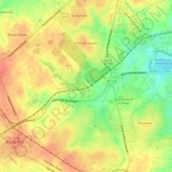 Mapa topográfico Mexico, altitud, relieve