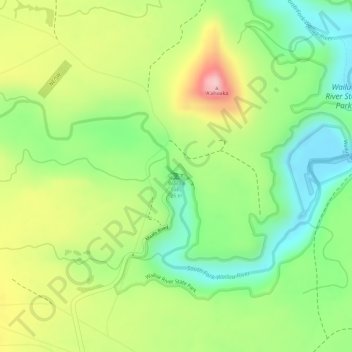 Mapa topográfico Wailua Falls, altitud, relieve