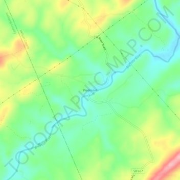 Mapa topográfico Piedmont, altitud, relieve