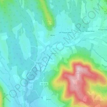 Mapa topográfico Iráizoz, altitud, relieve