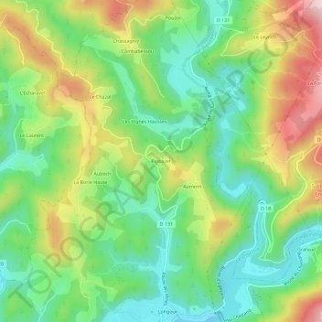 Mapa topográfico Riobazet, altitud, relieve