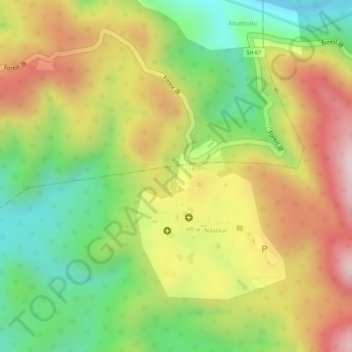 Mapa topográfico Nilakkal, altitud, relieve