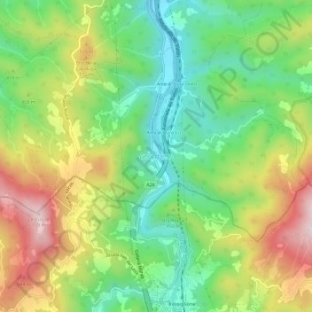 Mapa topográfico Gnocchetto, altitud, relieve