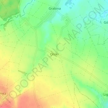 Mapa topográfico Ottok, altitud, relieve