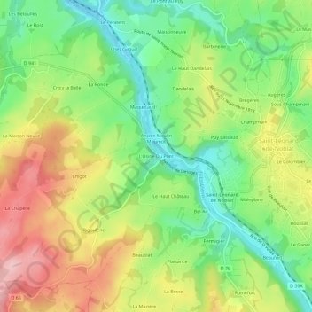 Mapa topográfico L'Usine Du Pont, altitud, relieve