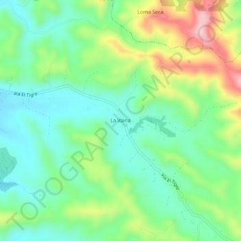 Mapa topográfico La Vaina, altitud, relieve