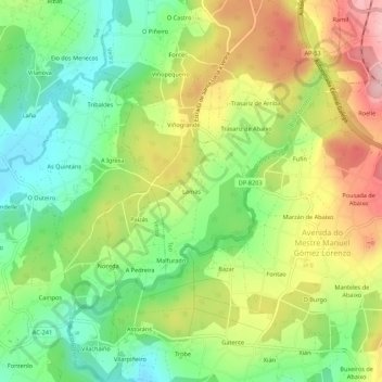 Mapa topográfico Lamas, altitud, relieve