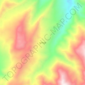 Mapa topográfico La Troja, altitud, relieve