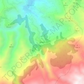 Mapa topográfico Zourva, altitud, relieve