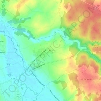 Mapa topográfico La Brousse, altitud, relieve