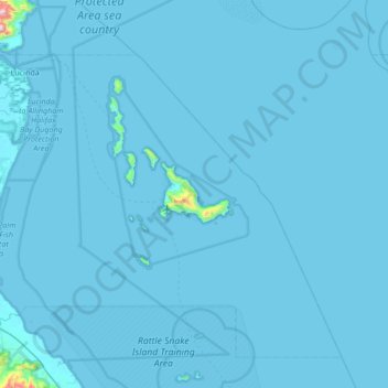 Mapa topográfico Palm Island, altitud, relieve