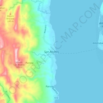 Mapa topográfico San Andres, altitud, relieve