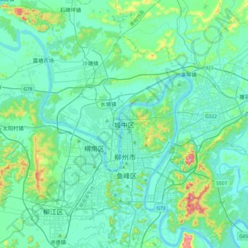 Mapa topográfico Chengzhong, altitud, relieve