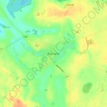 Mapa topográfico Barten, altitud, relieve