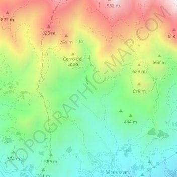 Mapa topográfico Las Delicias, altitud, relieve