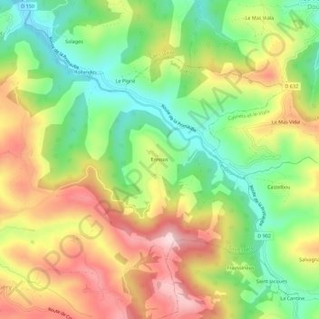 Mapa topográfico Ennous, altitud, relieve