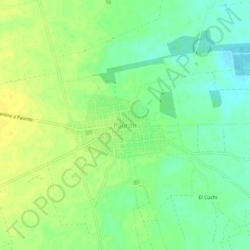 Mapa topográfico Paurito, altitud, relieve