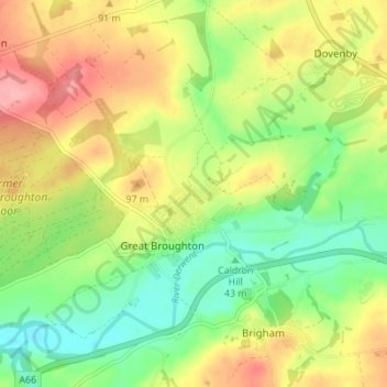Mapa topográfico Little Broughton, altitud, relieve