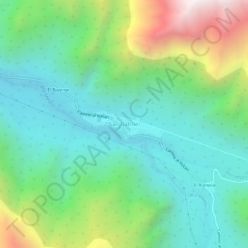 Mapa topográfico San Gabriel, altitud, relieve