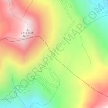 Mapa topográfico Rohtang Pass, altitud, relieve