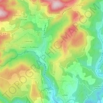 Mapa topográfico Coulens, altitud, relieve