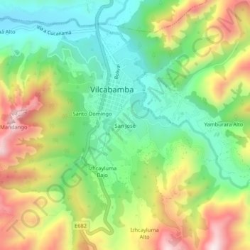 Mapa topográfico San José, altitud, relieve