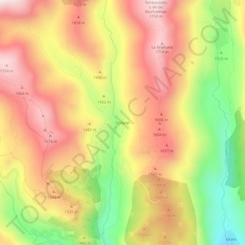 Mapa topográfico El Xaral, altitud, relieve